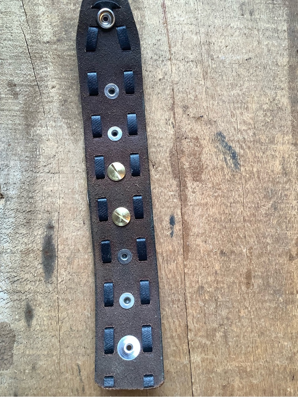 Leather cuff ,Brass, Deadwood Medallion, up to 6 1/2” wrist - Picture 7 of 9